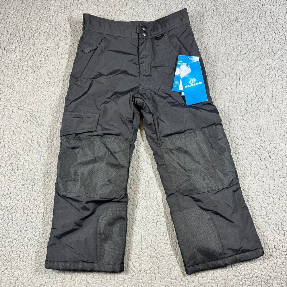 Slalom Kids Insulated Snow Pants Water Resistant‎ Size XS 4/5 Black 957F14SLY02